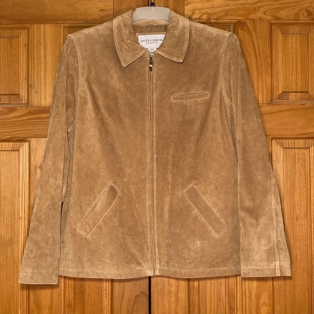NWOT Jaclyn Smith Classic Vintage 90s Genuine Leather Coat Jacket Tan L Large